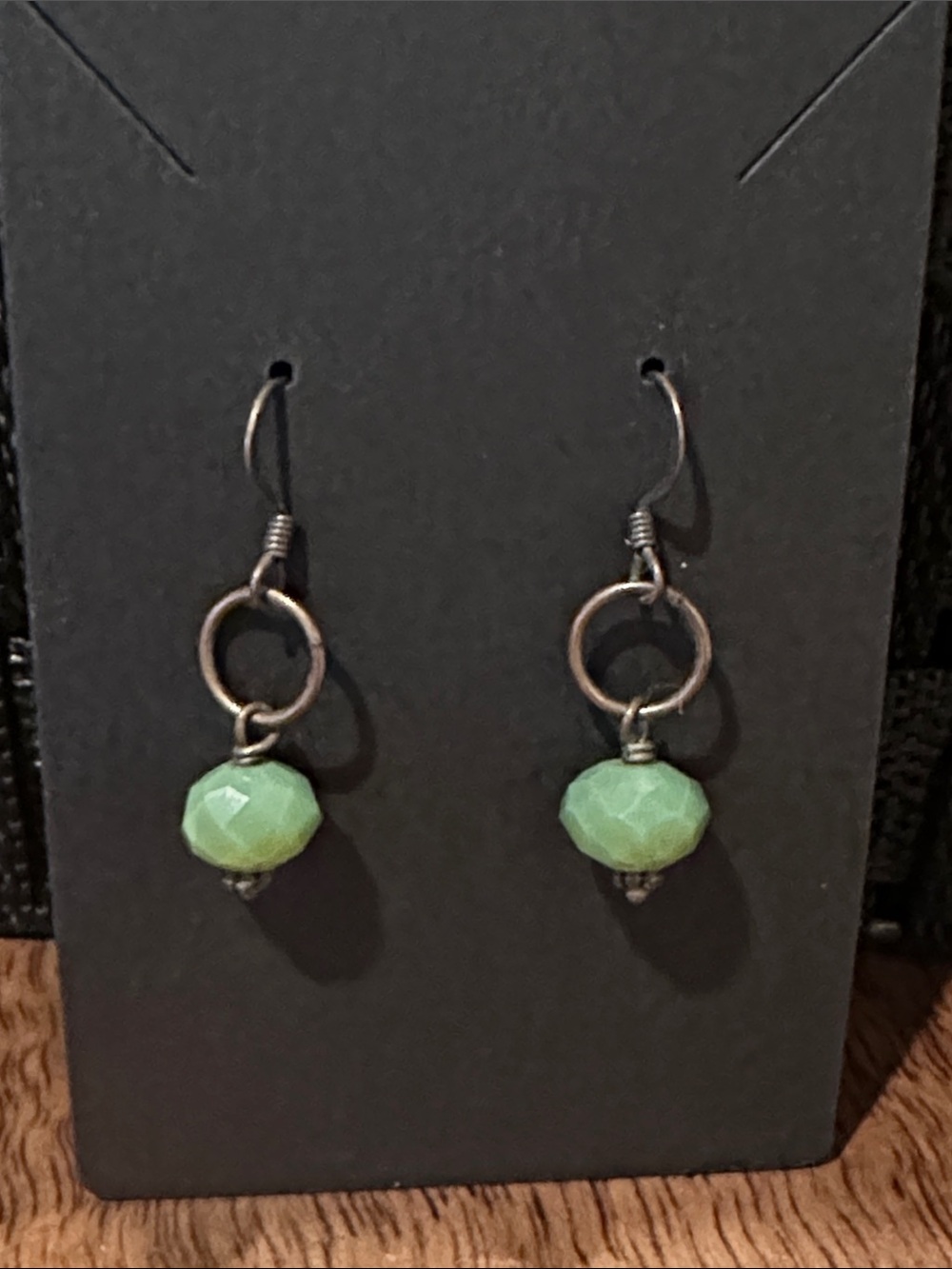Handcrafted Green Bead Drop Earrings